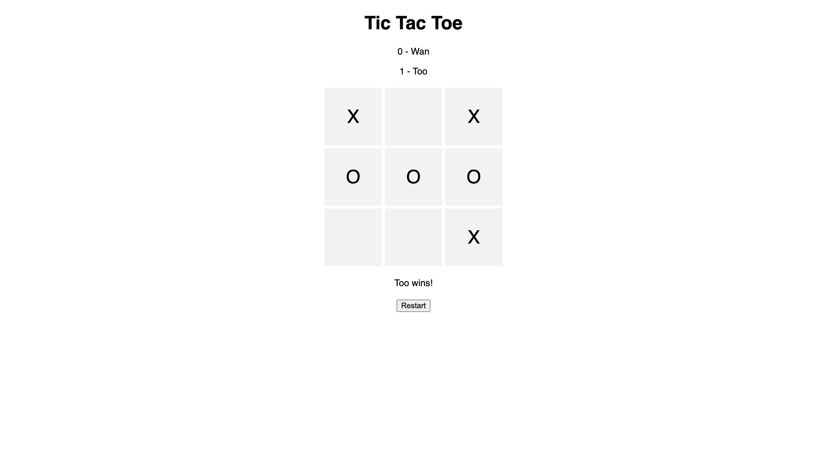 Screnshot of Tic-Tac-Toe Project